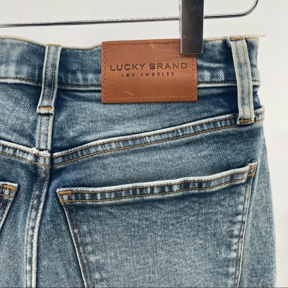 NWOT LUCKY BRAND Denim Jeans Ava Mid Rise Skinny Embroidered Flowers Size 25